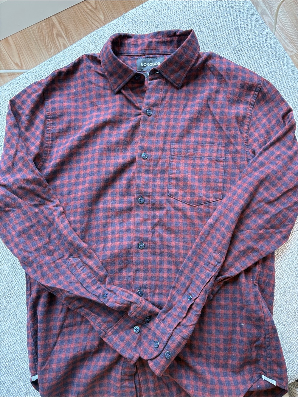 Bonobos Red and Blue Check Long-Sleeve Button-Up Shirt